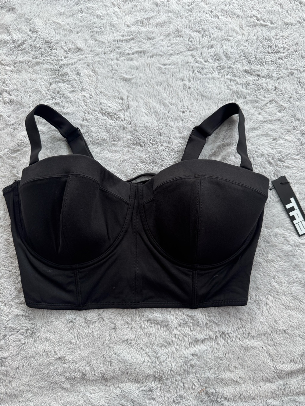 TA3 Busty Bustier Swim Top Underwire Corset Lace Up Black XL F/G